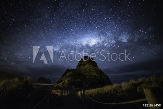 Picture of Milky way over Piha beach Auckland New Zealand